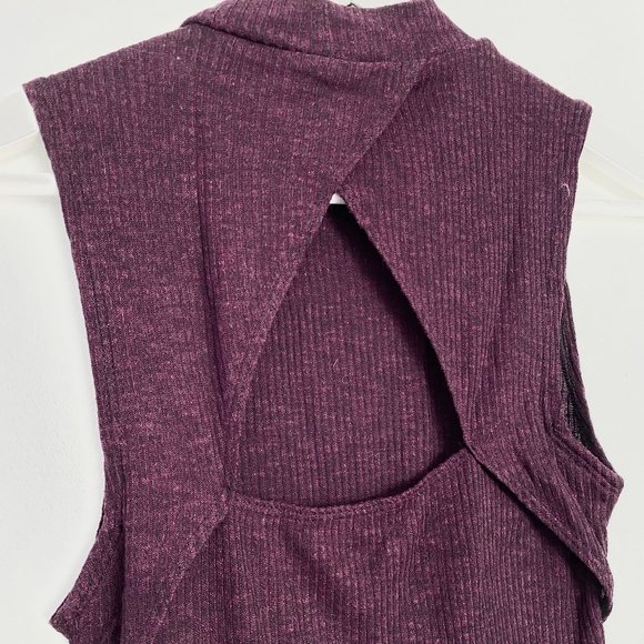 Garage Purple Ribbed Keyhole Midi Dress - Picture 3 of 5